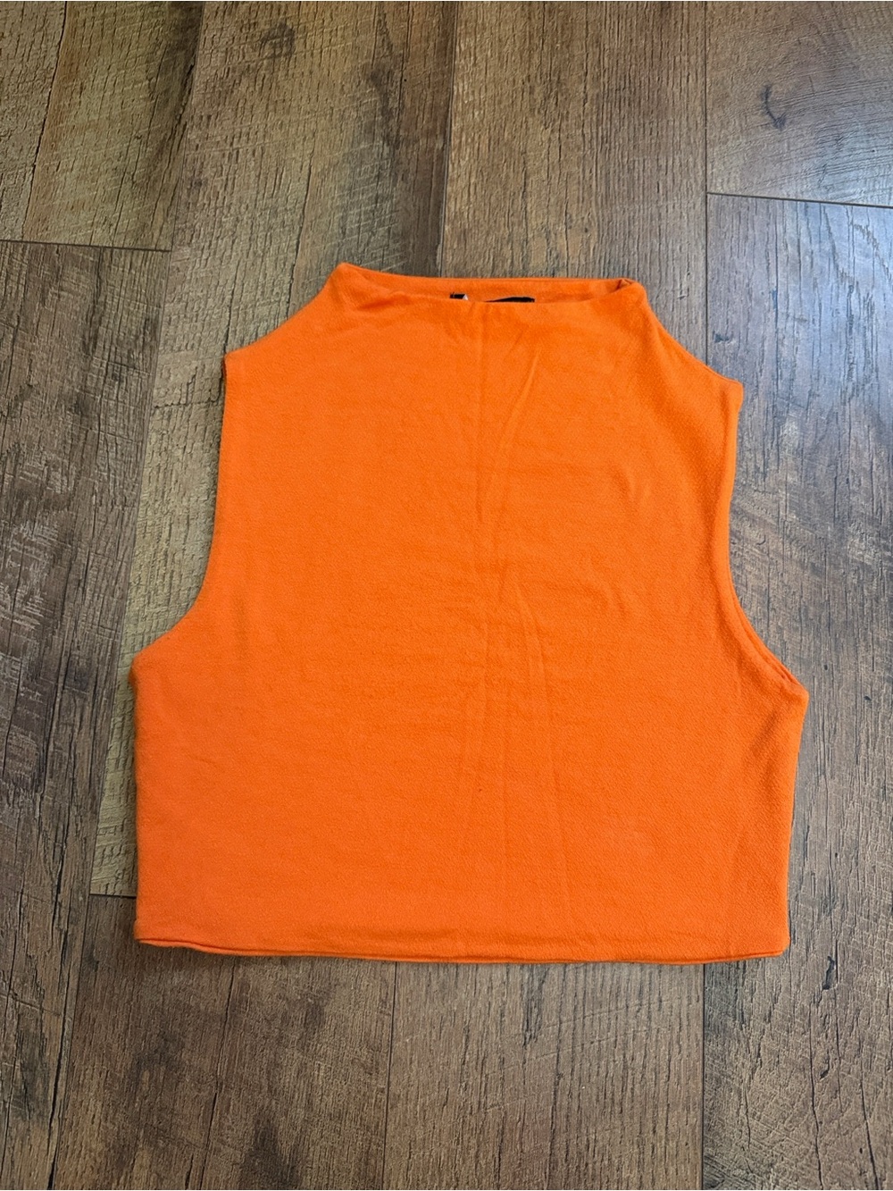 naked wardrobe Bright Orange Sleeveless High-Neck Crop Top